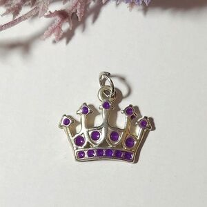 Sterling Silver & Purple Princess Crown Pendant or Charm Jewelry Making Gifts